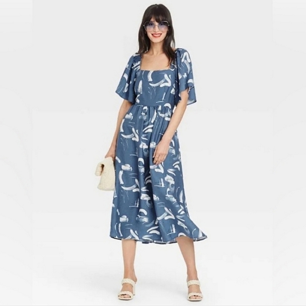 a new day Blue and White Midi Dress